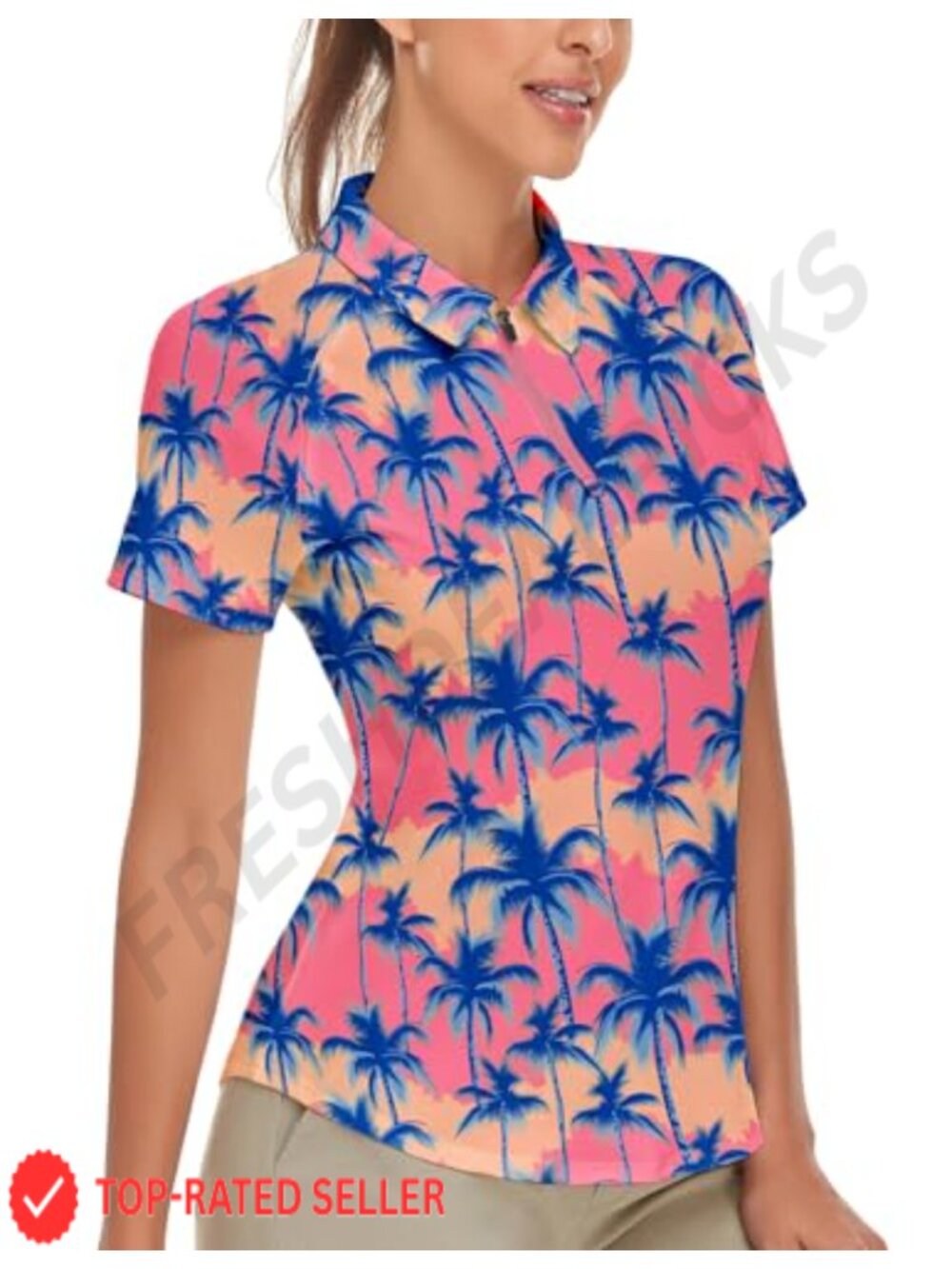 Women's Short Sleeve Golf Polo Shirt UPF 50+ Quick-Dry Athletic Tennis Top